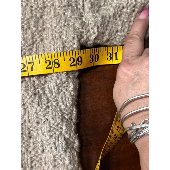 BIBI NWT SZ LGE Denim Trucker Cardigan Sweater Combo Tan Knit Oversized Layering - Picture 14 of 16